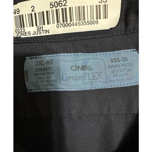 Cintas Comfort Flex Work Shirt Size 2XL Dark Blue Long Sleeve Button Down - Picture 4 of 5